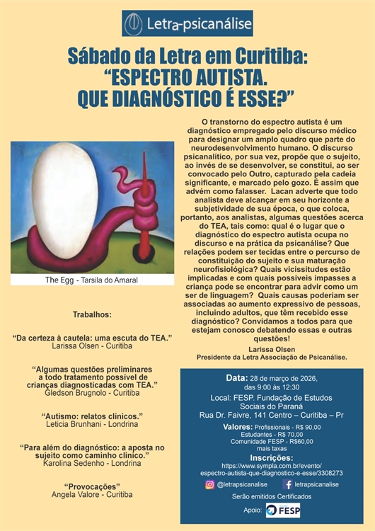  Sábado da Letra em Curitiba - "Espectro Autista. Que diagnóstico é esse?"